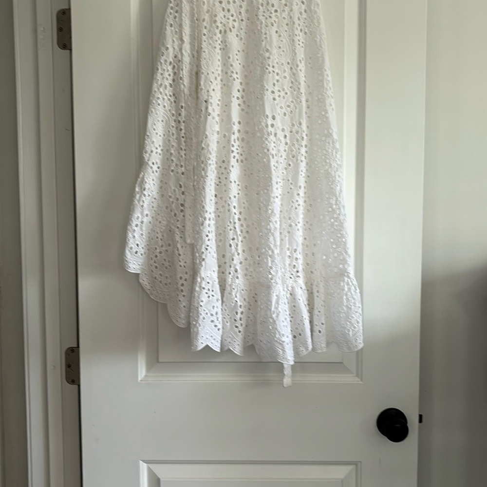Shoshanna eyelet wrap swim coverup.